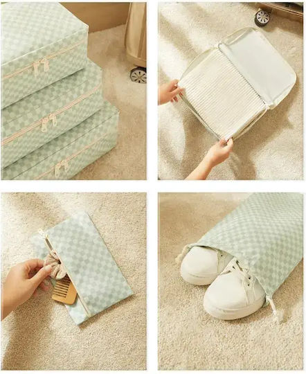 Stewehome Set Organizatori Pentru Valiză Bumbac Model Carouri Set 6 Bucăți 32x25x25 Cm