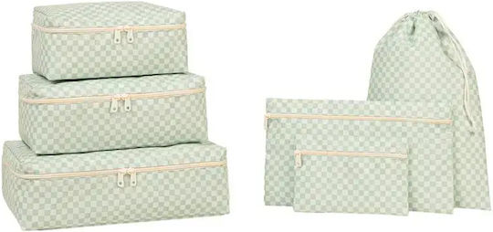 Stewehome Set Organizatori Pentru Valiză Bumbac Model Carouri Set 6 Bucăți 32x25x25 Cm