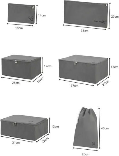 SteweHome Set de Organizatoare de Depozitare pentru Valiză Călătorii 6 Bucăți Poliester 25x40 Cm