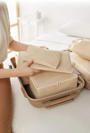 SteweHome Set Organizatoare de Depozitare pentru Valiză Albă Material Parașută Lavabilă 25x40x40 Cm