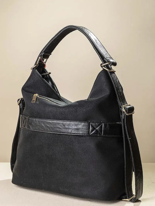 Damentasche Schulter Crossbody Schwarz Nubuk