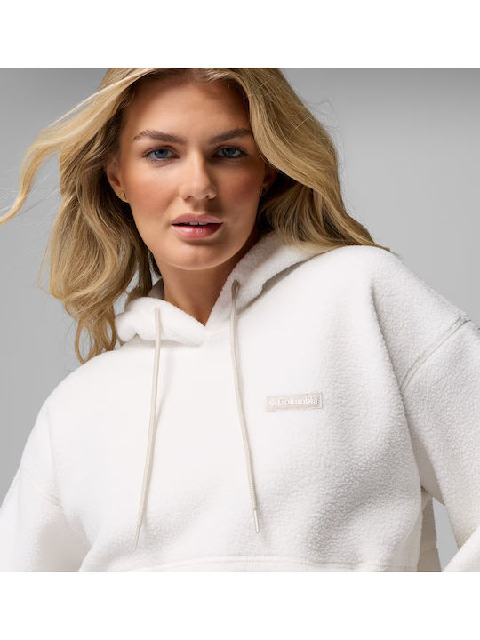 Winter Women's Fleece Blouse with Hood White
