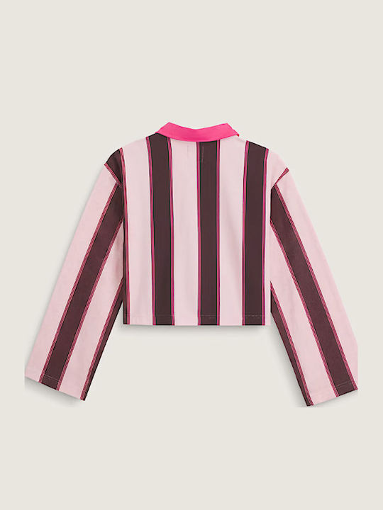 Crop Top Damă Din Bumbac Cu Dungi Coral Blush