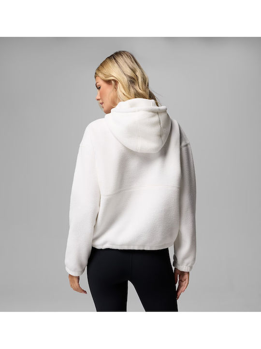 Winter Women's Fleece Blouse with Hood White