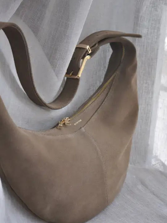 Ariana Leather Women's Shoulder / Crossbody Bag Suede Brown