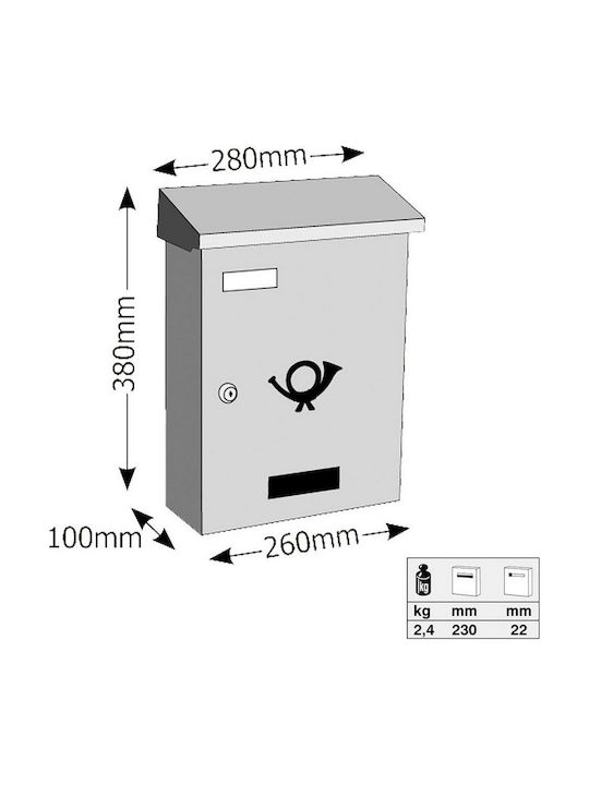 Viometal Cutie Poștală În Aer Liber Metalică În Culoare Maro 28x10x38cm 3001-maro