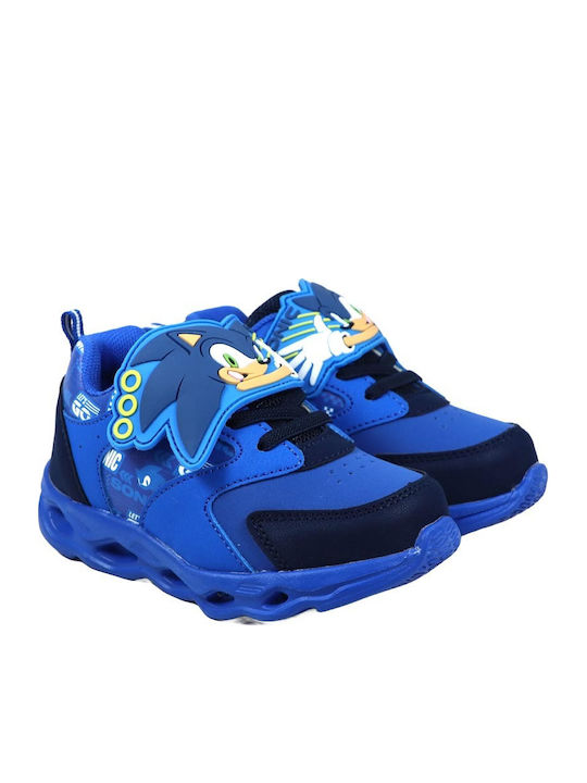 Sonic Kids Sneakers with Hoop & Loop Closure & with Lights Blue