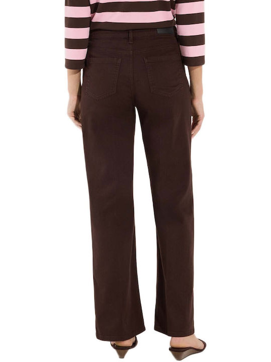 MORE & MORE Women's Fabric Trousers in Straight Leg Brown