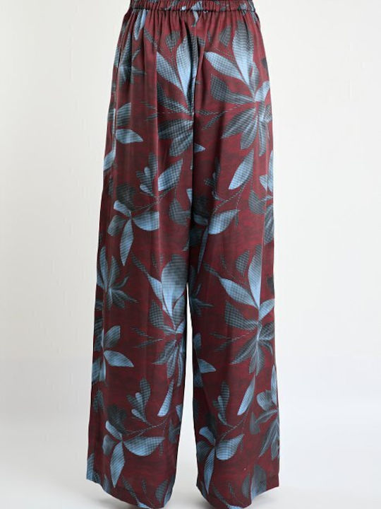 Damen Hochbund Pantaloons mit Gummiband Blumen Blau