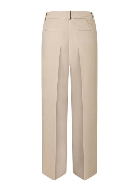 Damen Hochbund Stoffhose in Gerader Bein Stil Beige