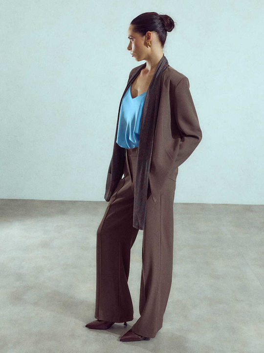 Damenhose Mit Dekorativen Nähten Braune