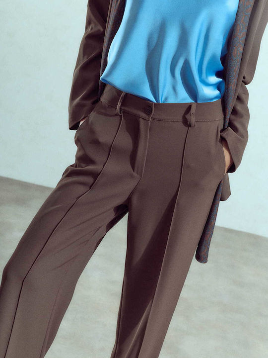 Damenhose Mit Dekorativen Nähten Braune