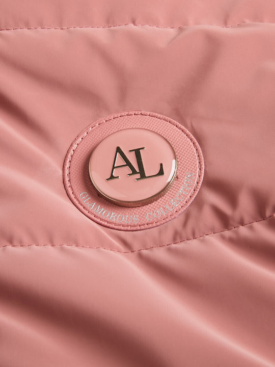 Waterproof Kids Casual Short Jacket with Lining & Hood Pink