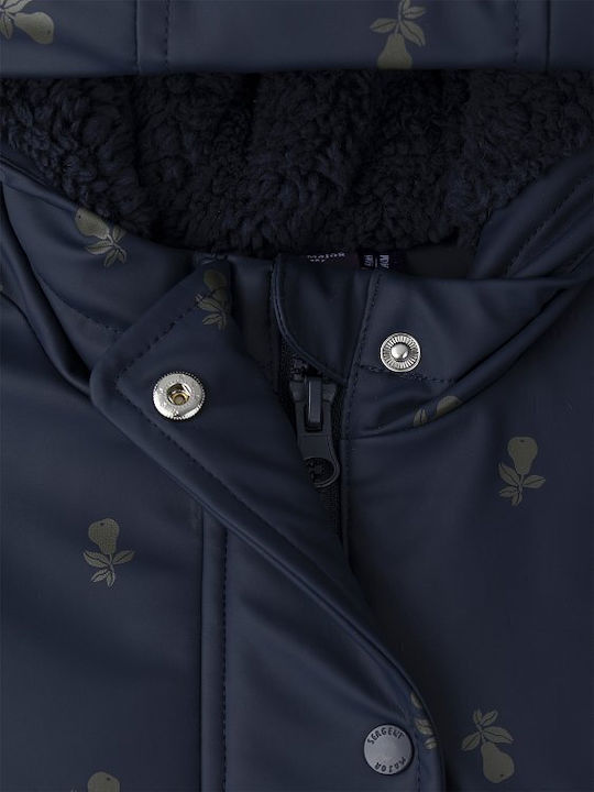 Waterproof Kids Casual Short Jacket with Lining & Hood Blue