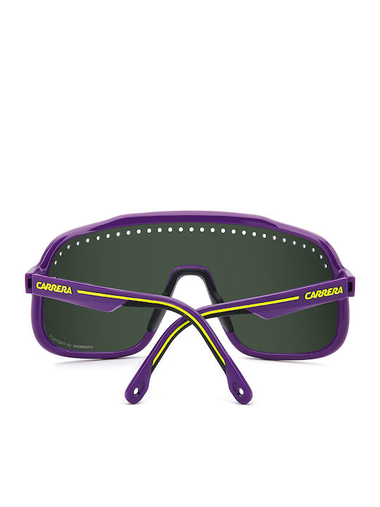 Carrera Unisex Sunglasses with Purple Horn-Rimmed Frame and Grey Mirror Lens