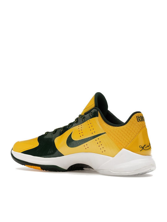 Kobe 5 Rice Away Ниски Баскетболни Обувки Varsity Жълти / Дълбока Зелена / Бели