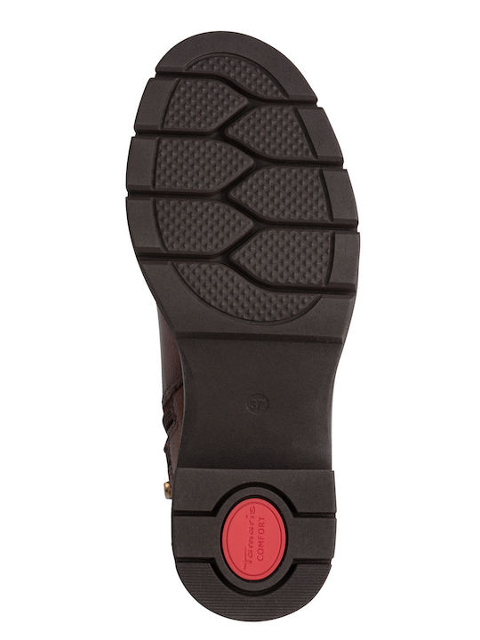 Leder Damen Stiefeletten mit Mittelhohem Absatz Tabac