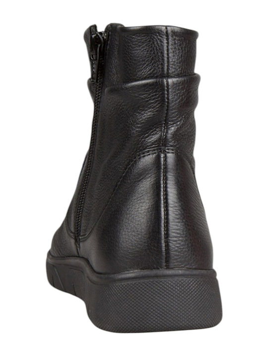 Leder Damen Stiefeletten Schwarz
