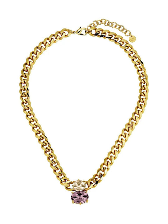Dyrberg/Kern Necklace from Gold Plated Steel Pink