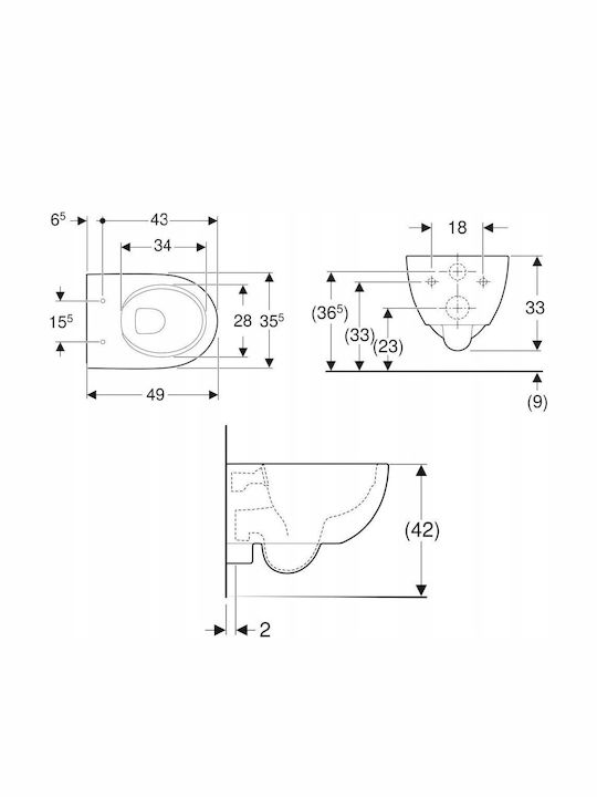 Geberit Wall-Mounted Toilet White 4025410755360