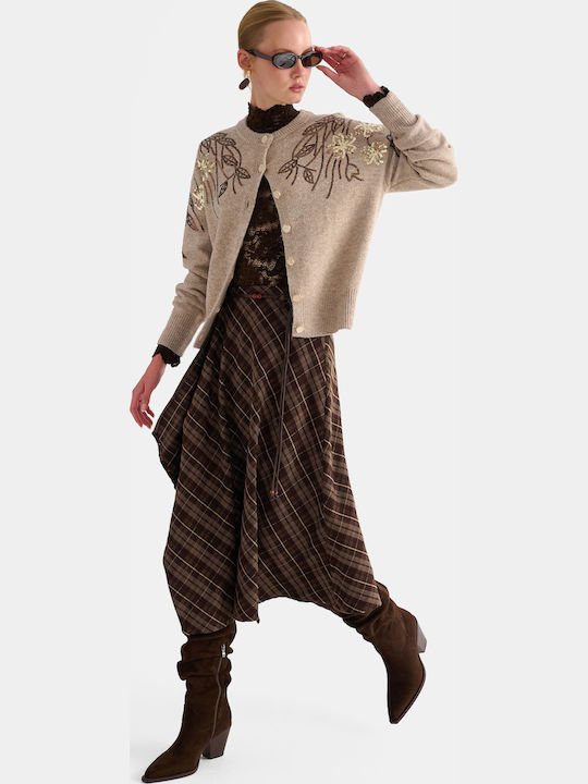 Women's Knitted Cardigan with Buttons Beige