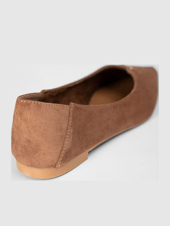 Super Mode Wildleder Damen Ballerinas Spitz zulaufend Braun