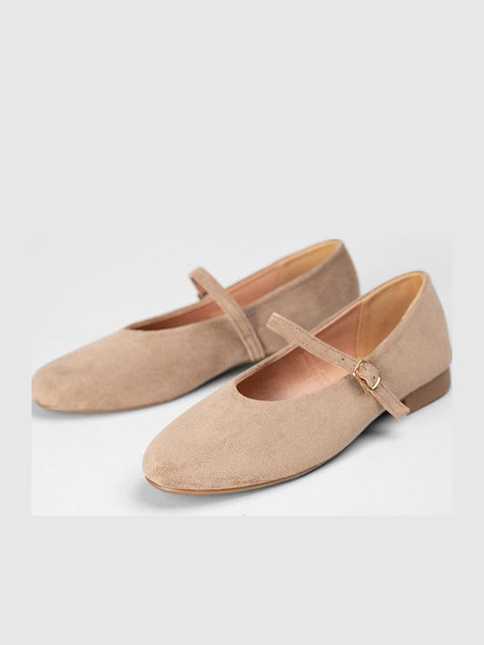 Super Mode Wildleder Damen Ballerinas Spitz zulaufend Braun