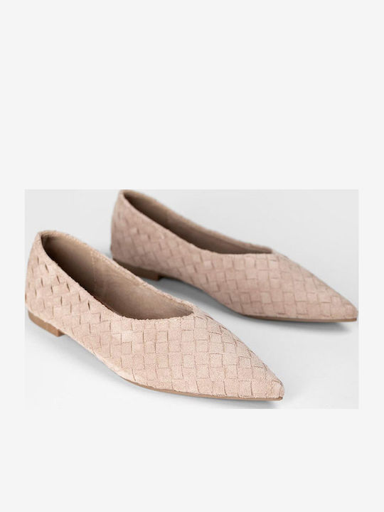 Super Mode Wildleder Damen Ballerinas Spitz zulaufend Braun