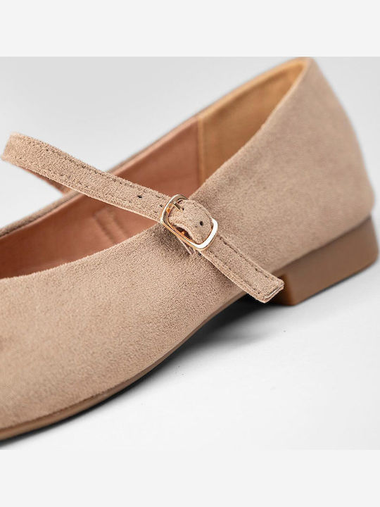 Super Mode Wildleder Damen Ballerinas Spitz zulaufend Braun