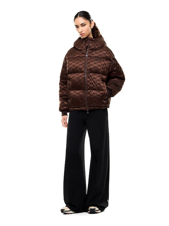Women's Puffer Jacket for Winter Brown