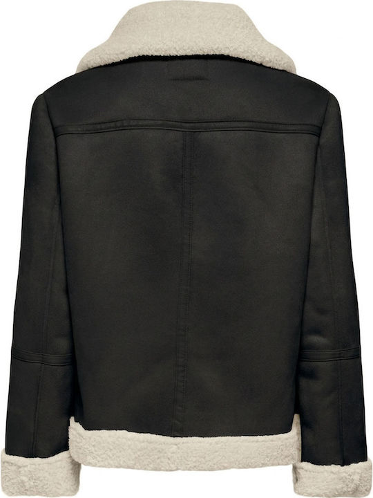 Only Biker Jacket In Black Artificial Leather