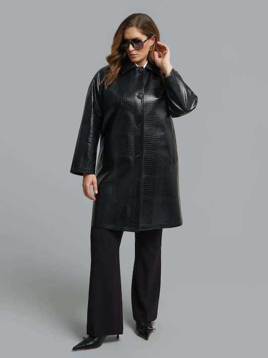 Palton Dama Negru Cu Nasturi 8603.4028.N-black