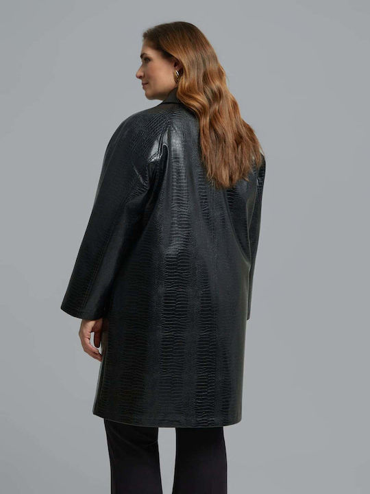 Palton Dama Negru Cu Nasturi 8603.4028.N-black