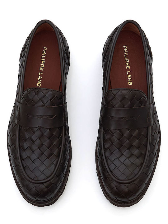 Leather Men's Loafers in Brown Color