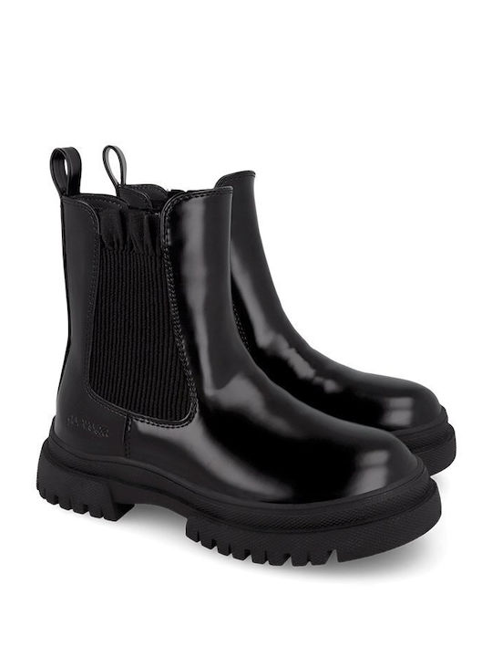 Anatomic Kids Patent Leather Ankle Boots with Zipper Black