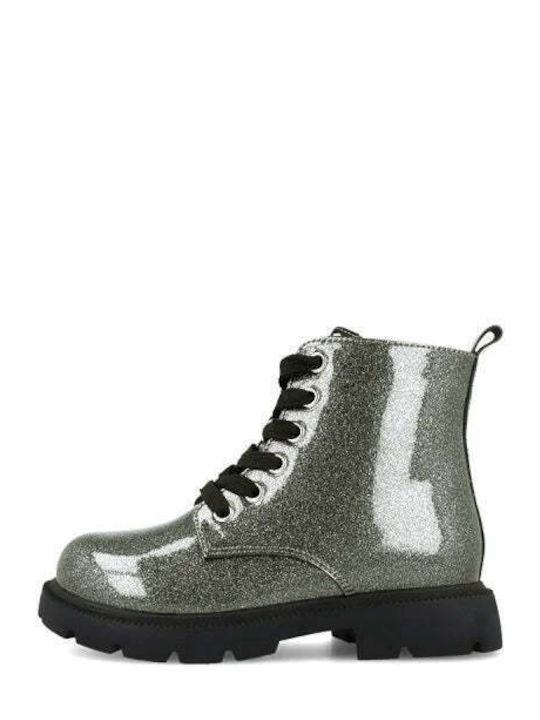 Anatomische Leder Kinderstiefel mit Reissverschluss Silber