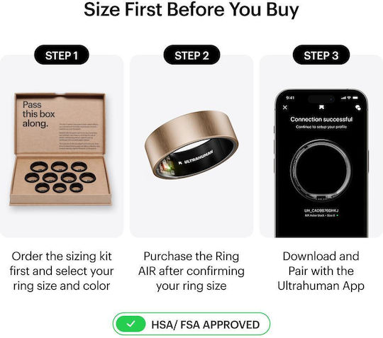 Ultrahuman Air Smart Ring 16.2mm Waterproof with Heart Rate Monitor Rose Gold