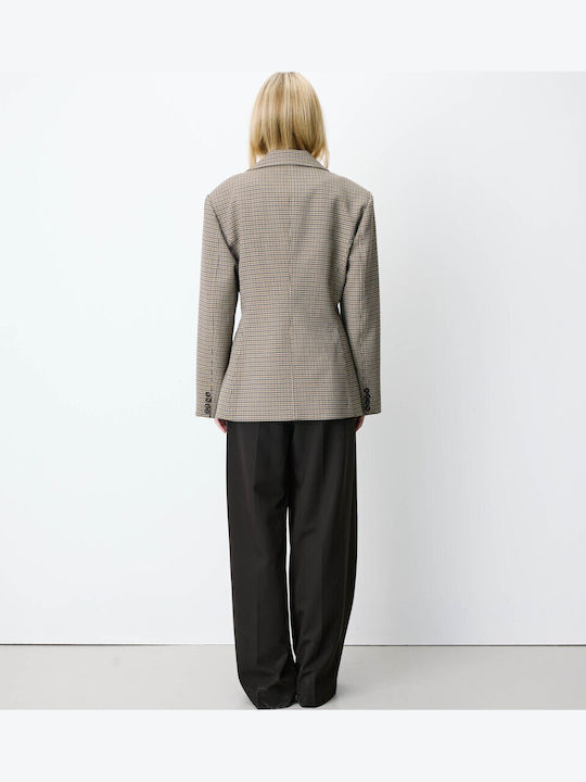 Grace & Mila Langes Damen Doppelreihiges Blazer Beige Geprüft