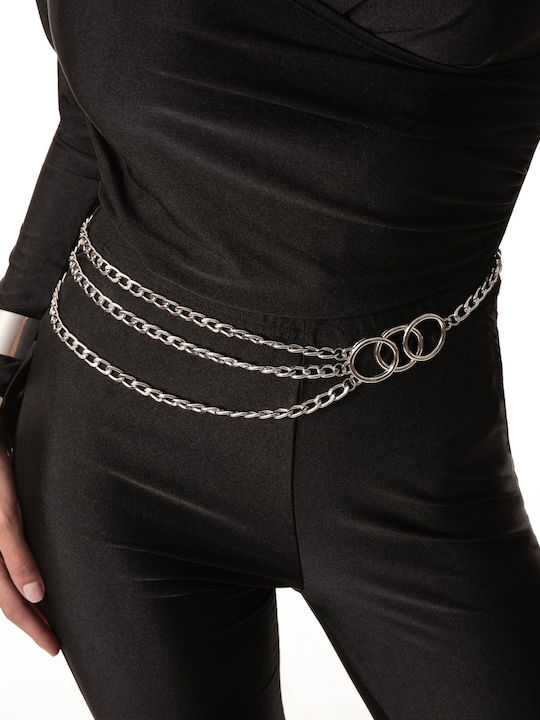 Ζώνη Αλυσίδα Κρίκους Ασημί Μέγεθος One Size Ασημί