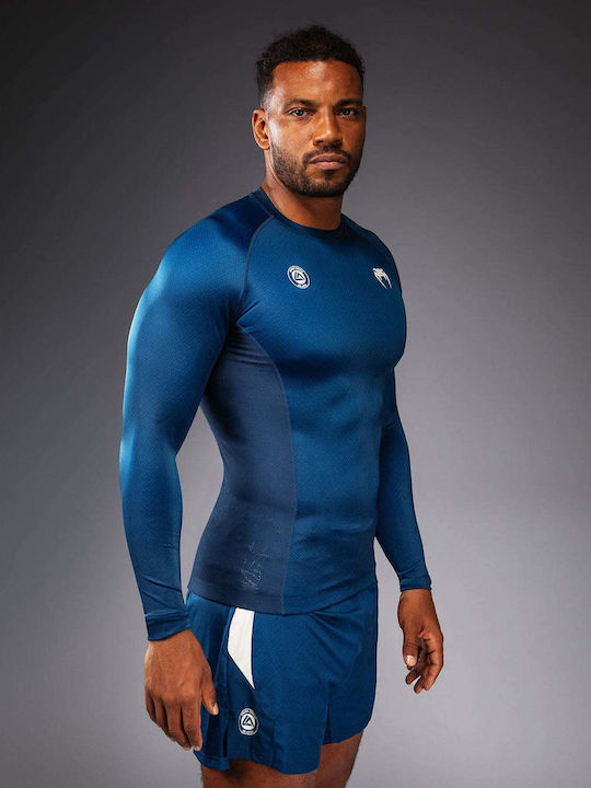 Venum Männer Lange Ärmel Kampfsportshirt VENUM-06051-004 für Jiu-Jitsu Blau