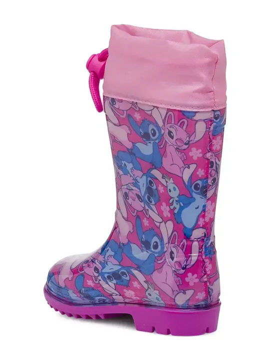 Cizme de cauciuc copii Stitch Roz