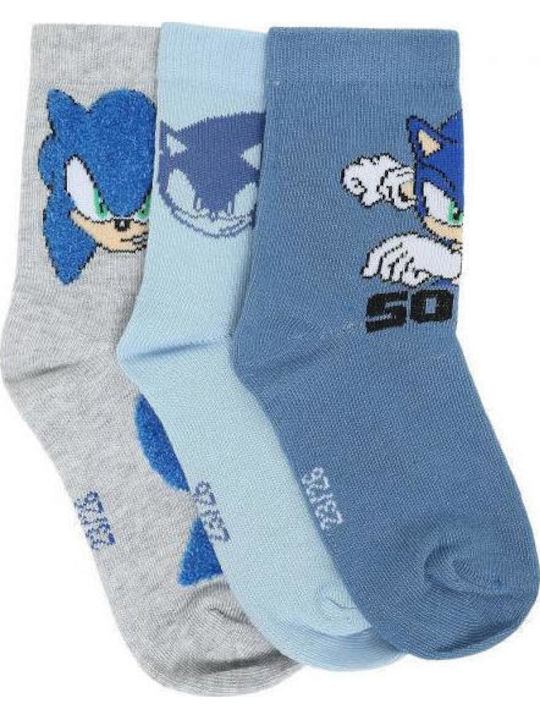 Disney Kids' Socks Sonic Light Blue Grey Navy 3 Pairs