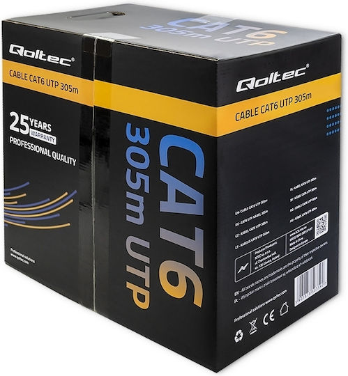 Qoltec U/UTP Кат.6 (Gigabit) Мрежов Кабел Ethernet 305м Сив
