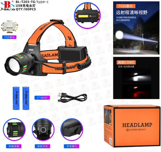 X-Balog Wiederaufladbarer Kopf-LED Taschenlampe
