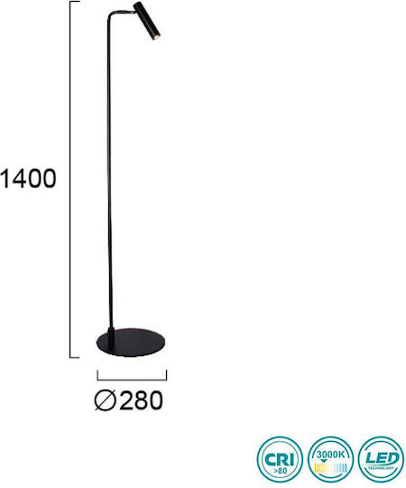 Viokef Clio LED Φωτιστικό Δαπέδου Υ140xΜ28εκ. με Θερμό Λευκό Φως 235lm Μαύρο