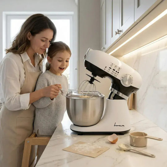 Fram Mixer Planetar 1000W cu Bol Din Inox 5lt Albă