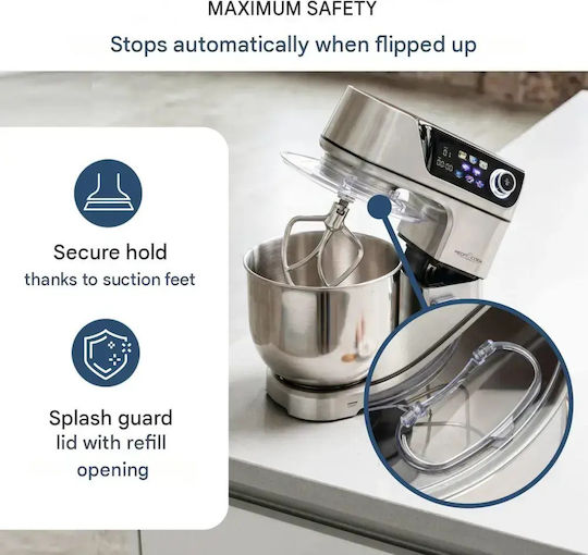 Profi Cook Mașină de bucătărie 2000W cu Bol din Inox 11lt Gri