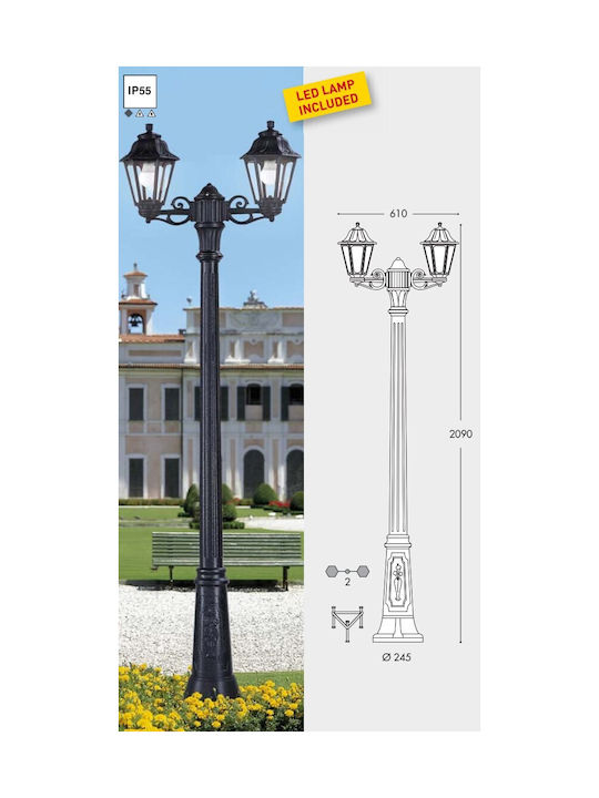 Fumagalli Lampa de podea Posta pentru exterior IP55 pentru soclu E27 Negru
