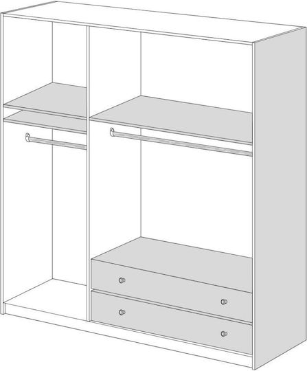 Dreifachtür Kleiderschrank mit Loft Latte 152x60x233cm