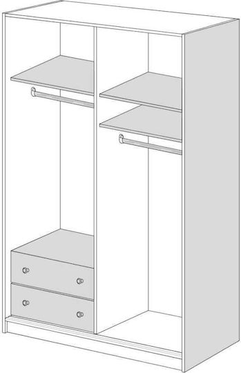 Δίφυλλη Ντουλάπα Συρόμενη 200x60x233cm Σταχτί Δίφυλλη Ντουλάπα Συρόμενη 200x60x233cm Σταχτί
